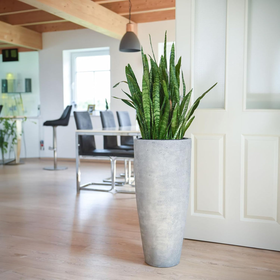 VIVANNO Pflanzkübel Pflanzgefäss Blumenkübel Fiberglas City Beton-Optik Grau - 80x37 80x37 cm Beton-