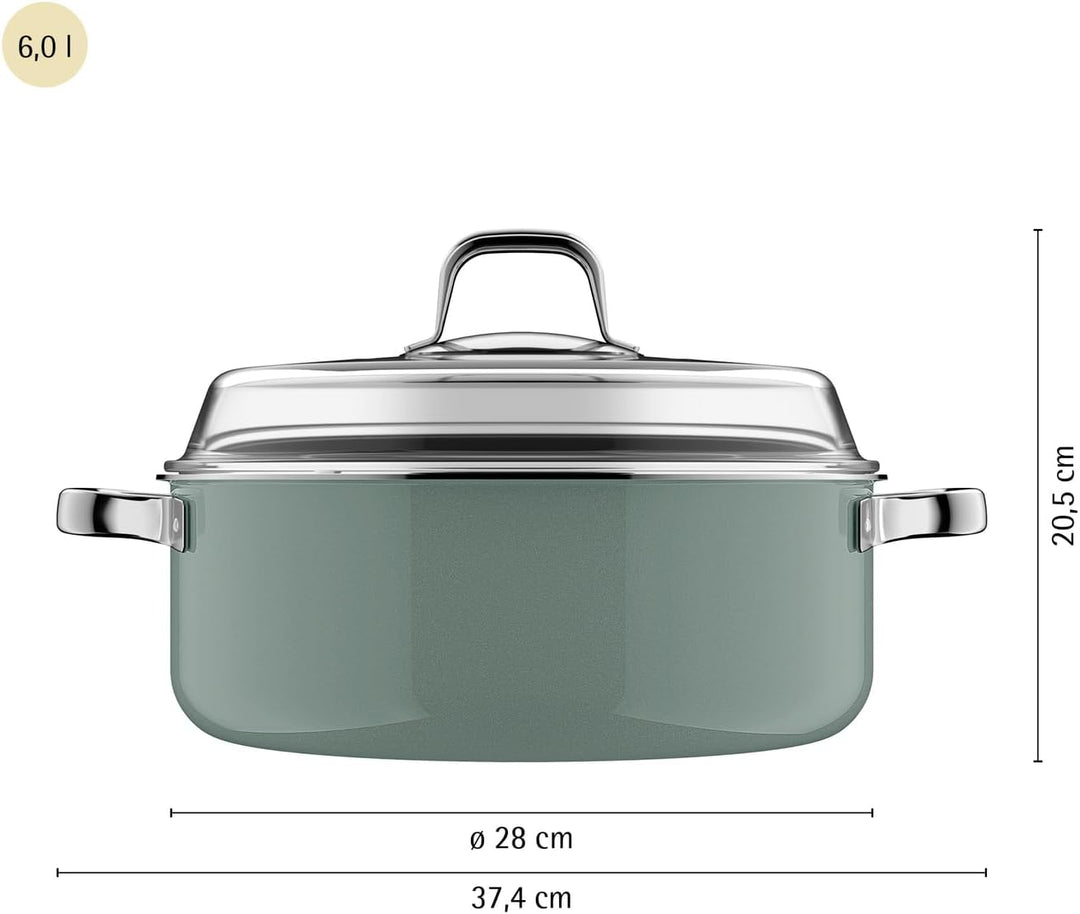 WMF Fusiontec Mineral Pro, Schmortopf mit Deckel, 28 cm, langlebiges, kratzfestes Material, Bräter m