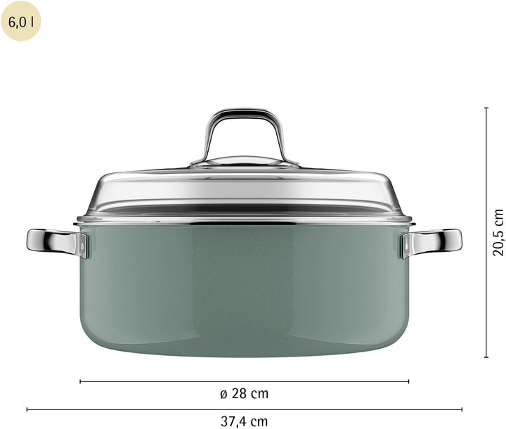 WMF Fusiontec Mineral Pro, Schmortopf mit Deckel, 28 cm, langlebiges, kratzfestes Material, Bräter m