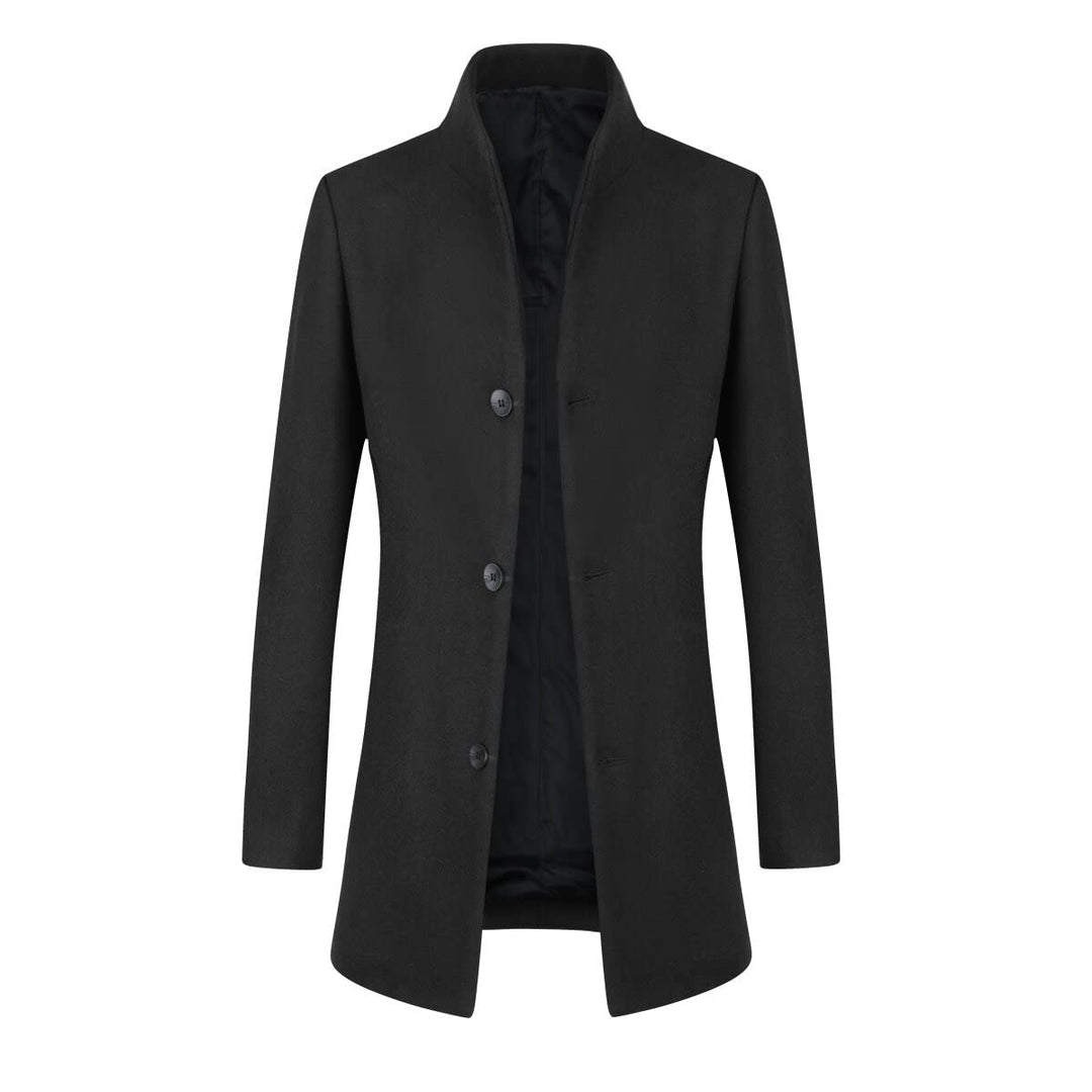 Allthemen Wintermantel Herren Mantel Slim Fit Lang Wollmantel Business Mantel mit Stehkragen Herren