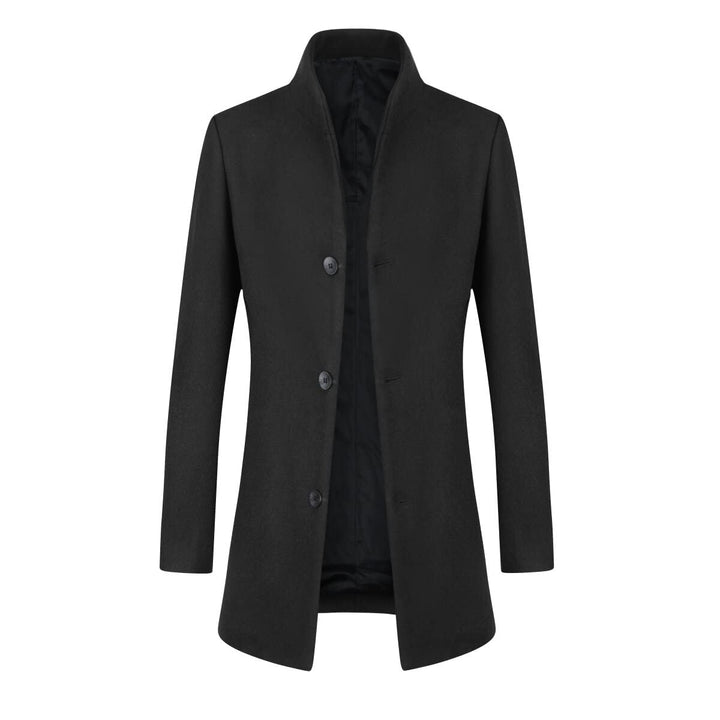 Allthemen Wintermantel Herren Mantel Slim Fit Lang Wollmantel Business Mantel mit Stehkragen Herren