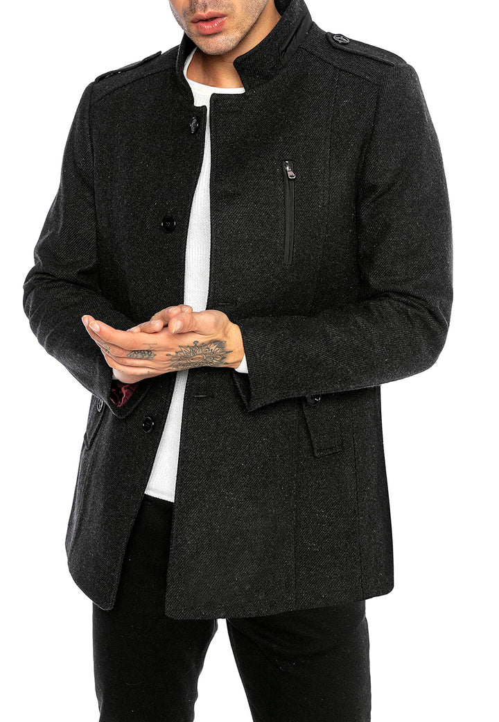 Redbridge Herren Jacke Mantel mit Stehkragen Elegant Schick Casual S Grau, S Grau