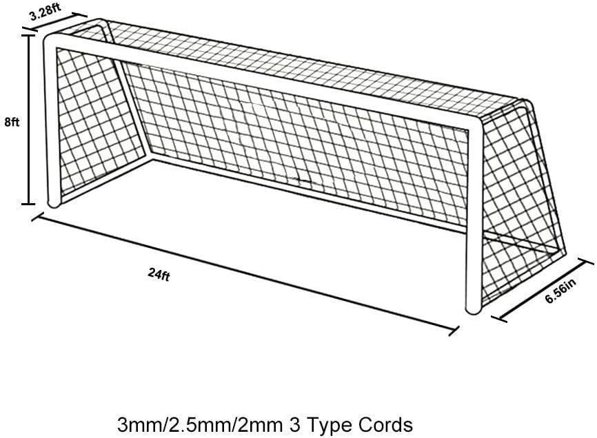Aoneky Fussballnetz 7,3x2,4M /5,5x2,1M/3,6x1,8M/ 3x2M/ 2,4x1,8m/1,8x1,2M, 3mm/2.5mm/2mm PE Tornetze,