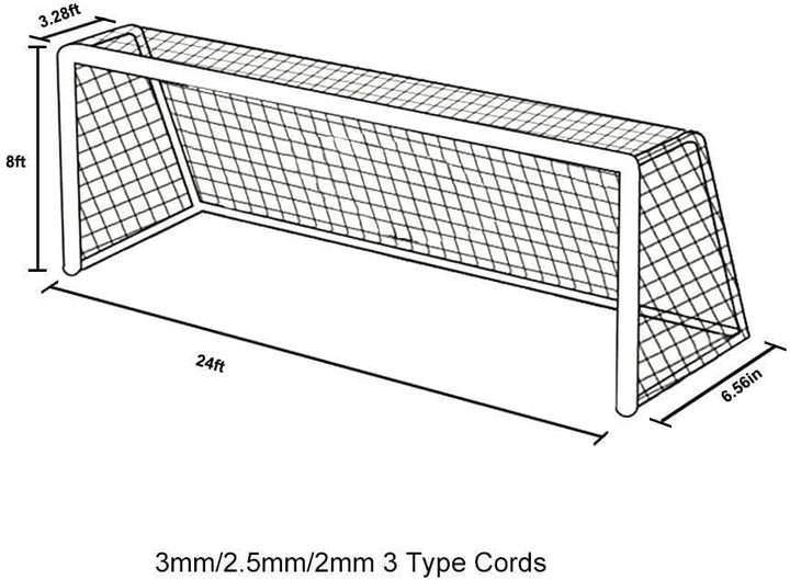 Aoneky Fussballnetz 7,3x2,4M /5,5x2,1M/3,6x1,8M/ 3x2M/ 2,4x1,8m/1,8x1,2M, 3mm/2.5mm/2mm PE Tornetze,
