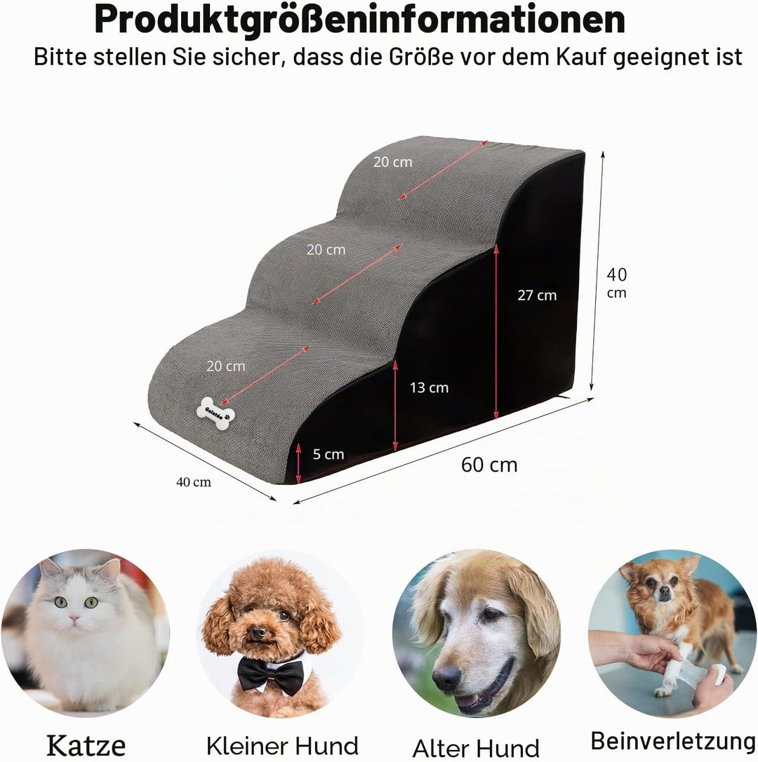 Galatée Haustiertreppe, waschbarer Bezug mit Reissverschluss, abnehmbare Haustierrampe, Hundestufen