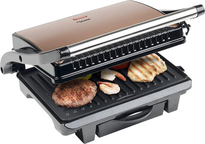 Bestron elektrischer Kontaktgrill mit Auffangschale, Sandwichmaker mit Cool-Touch-Handgriff & Antiha