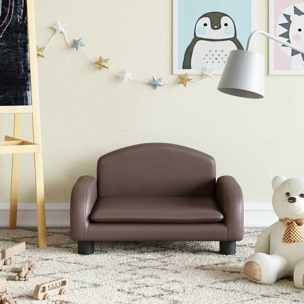 vidaXL Kindersofa Braun 50x40x30 cm Kunstleder 50 x 40 x 30 cm Braun, 50 x 40 x 30 cm Braun