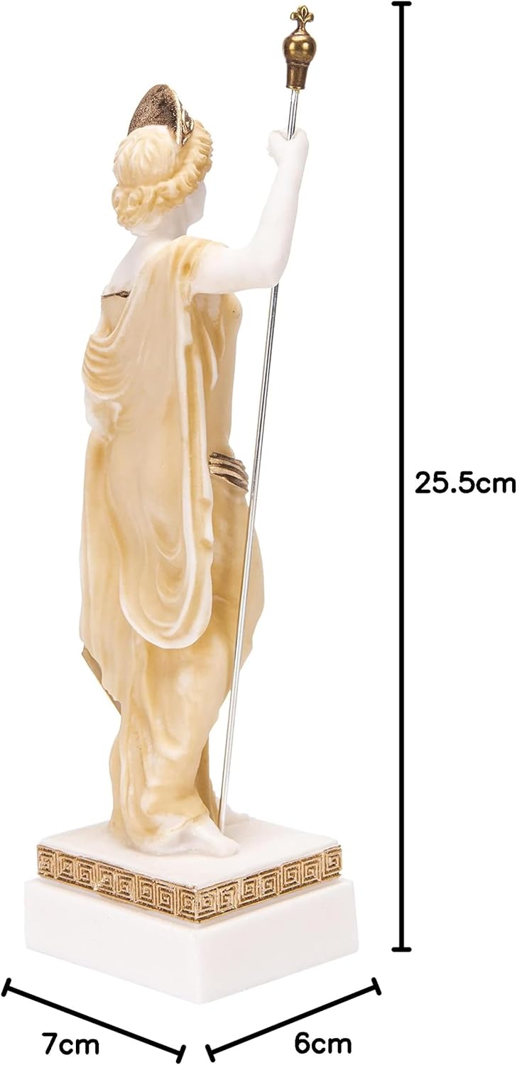 BEAUTIFUL GREEK STATUES Hera Göttin der Ehe, Frauen, Geburt und Familie, Alabaster, Goldton, 25,4 cm