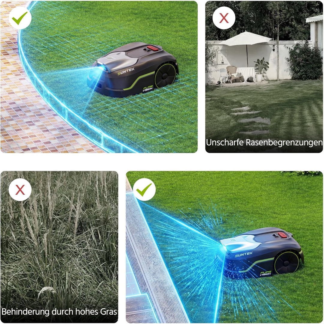 SUNTEK SRM2050 Mähroboter ohne Begrenzungskabel, KI Pure Vision Rasenmäher Roboter für 500 m², 35% S