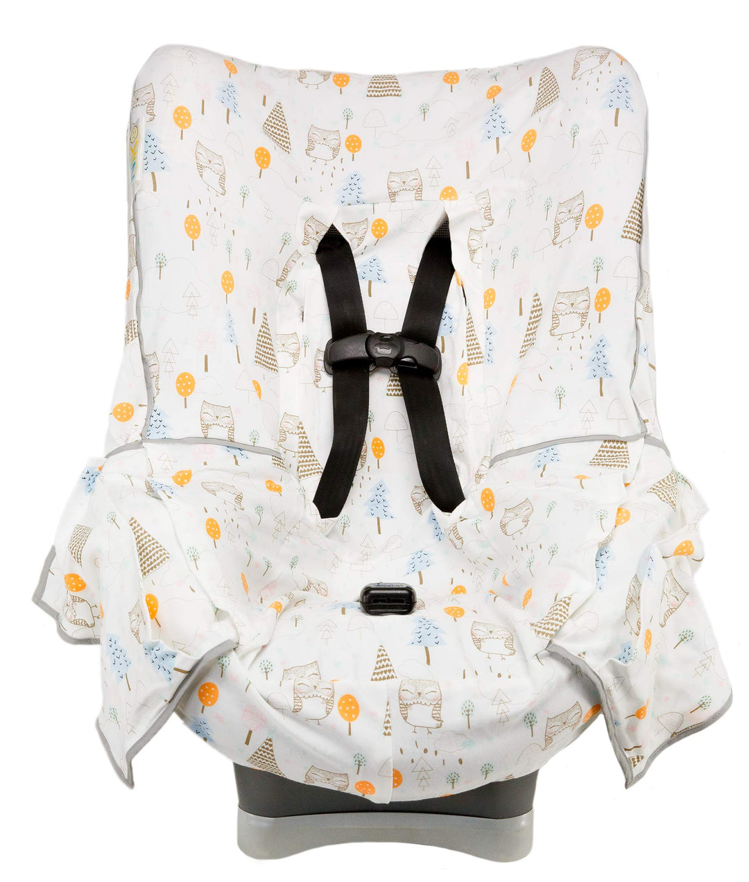 Niko Easy-Wash Children's Car Seat Cover & Liner – 100% Baumwoll-Jersey – Eulencreme/Mehrfarbig – pa