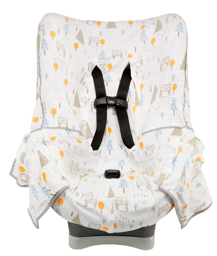 Niko Easy-Wash Children's Car Seat Cover & Liner – 100% Baumwoll-Jersey – Eulencreme/Mehrfarbig – pa
