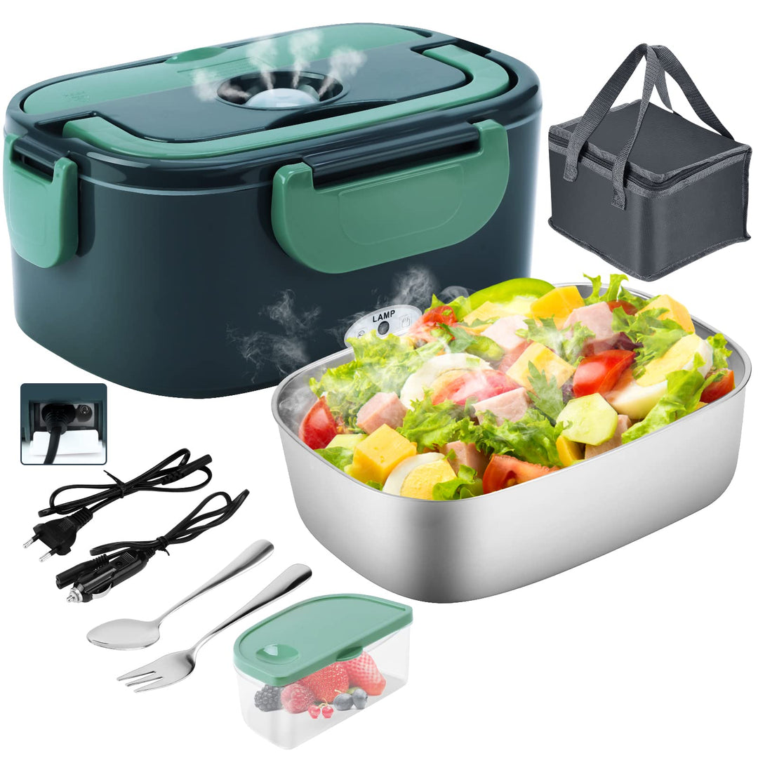 Elektrische Lunchbox 4 in 1 12V/24V/220V~240V, 1.5L 60W Lunch Box Elektrisch Edelstahl Speisenwärmer