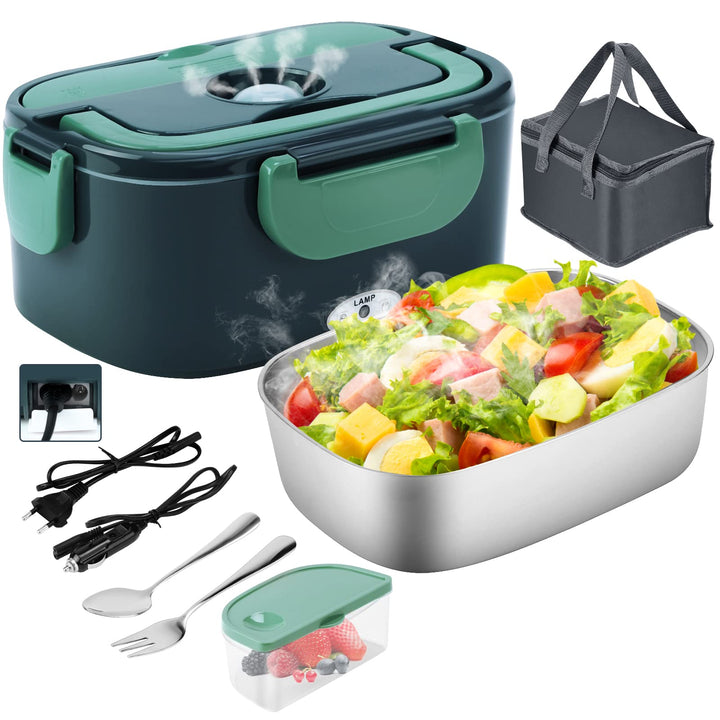 Elektrische Lunchbox 4 in 1 12V/24V/220V~240V, 1.5L 60W Lunch Box Elektrisch Edelstahl Speisenwärmer