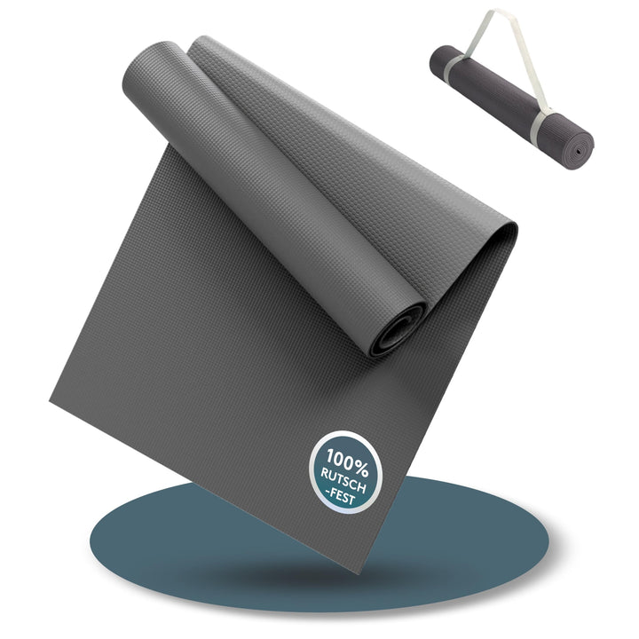 LILENO SPORTS Yoga Matte (180x60cm) inkl. Tragegurt - Sport und Yogamatte extra rutschfest in 4 mm D