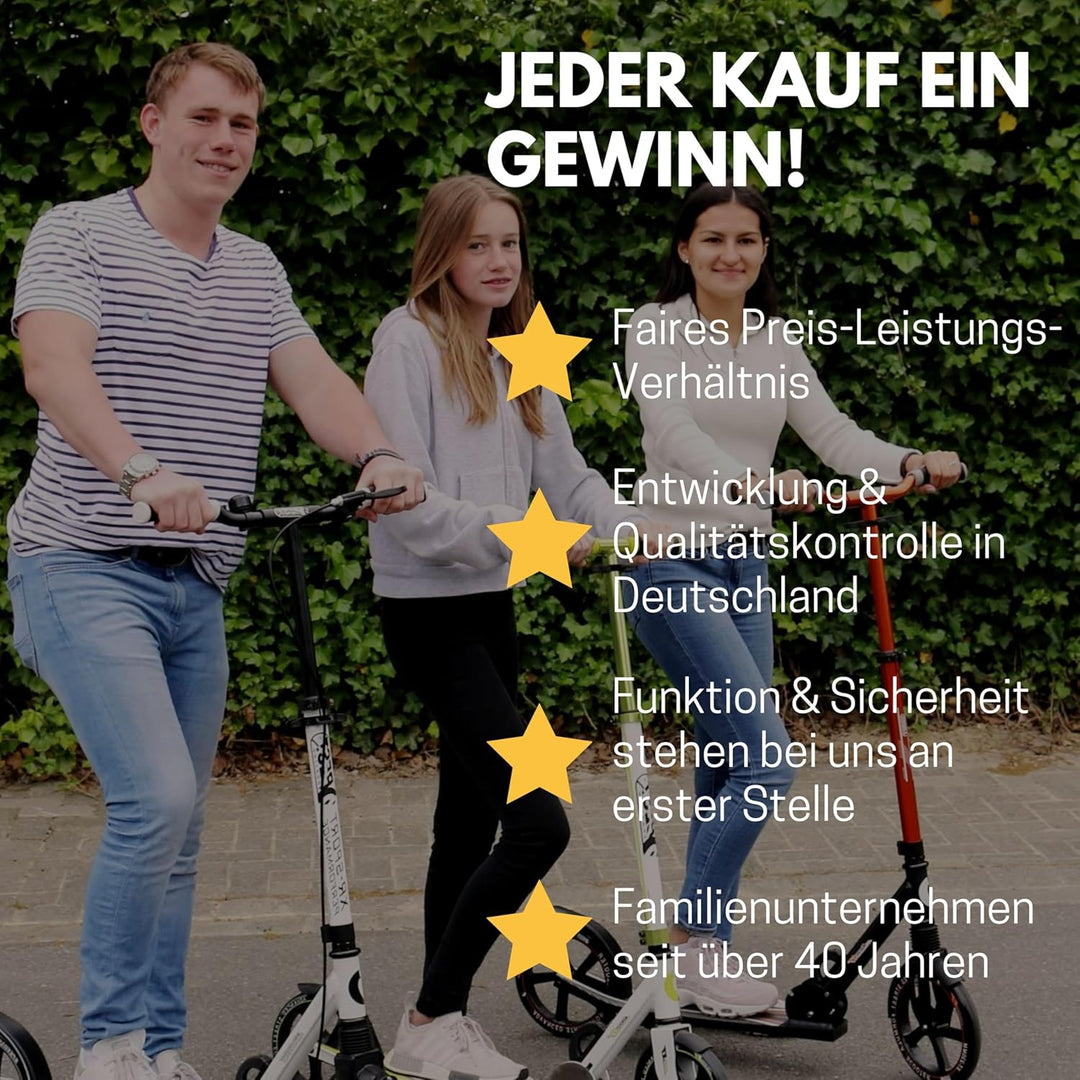 Best Sporting Scooter Erwachsene und Kinder I klappbarer Roller mit Ständer, Handbremse, Klingel und