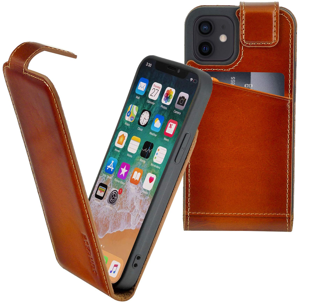 Suncase Original Flip-Style (Ultra-Slim) kompatibel mit iPhone 12 Mini (5.4") Hülle Ledertasche Tasc