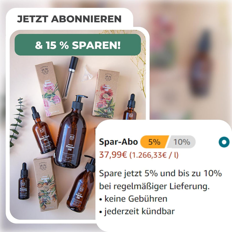 Bionoble Kaktusfeigenkernöl Bio 30ml - 100% Rein, Natürlich, Kaltgepresst - Gesicht, Körper, Haare,