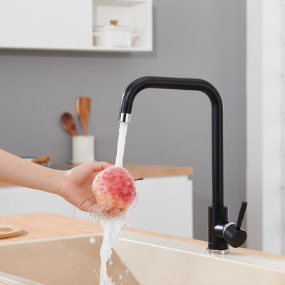 Wasserhahn Küche Schwarz, Ulytid Hochdruck Küchenarmatur 360° Drehung, L-Form Mischbatterie Spültisc