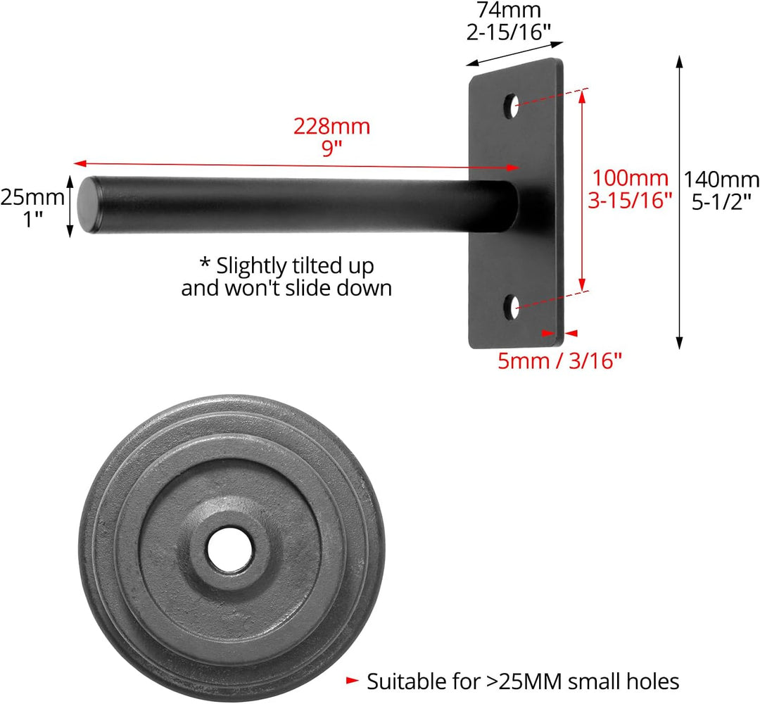 QWORK® 2 Stück Wandmontage Hantelscheiben Halterung, für 2.5 cm/3cm/5cm, Robuste Stahlkonstruktion H