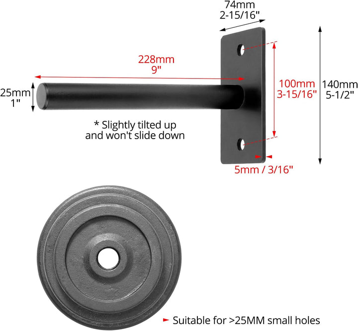 QWORK® 2 Stück Wandmontage Hantelscheiben Halterung, für 2.5 cm/3cm/5cm, Robuste Stahlkonstruktion H