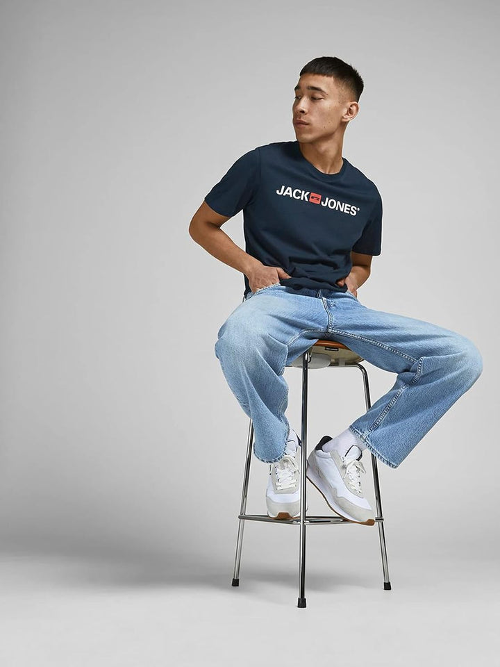 JACK &amp; JONES Herren T-Shirt mit Aufdruck im Vorteilspack mit Rundhals, JJECORP Logo Tee SS Crew Neck