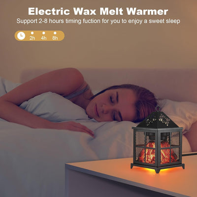 Duftlampe Elektrisch, 4 in 1 Duftlampe für Duftwachs, Kerze & Duftöl, Kamin Duftlampe für Wachs mit
