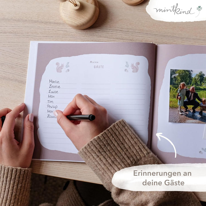 mintkind® Gästebuch Meine Taufe Wald I für Junge & Mädchen | Taufbuch, Taufgeschenk, Taufalbum, Erin