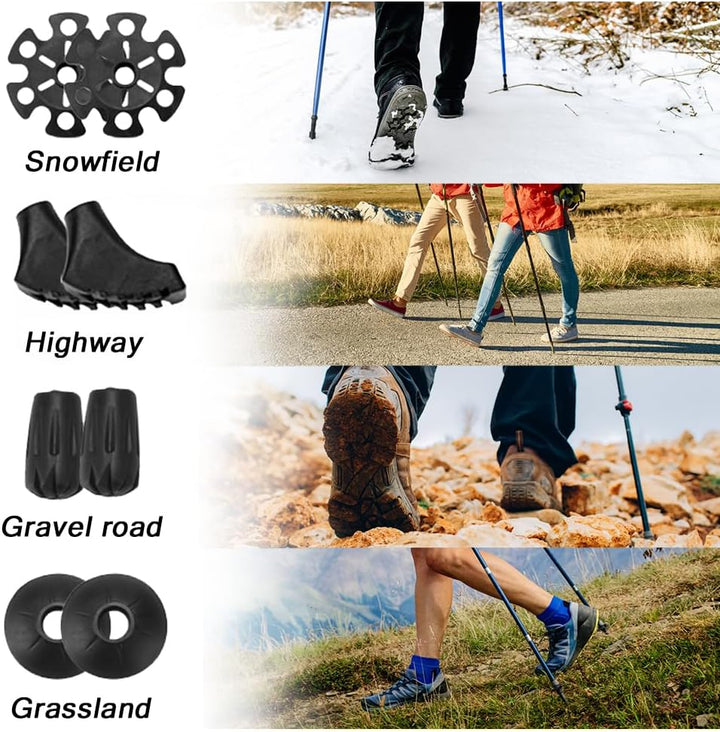 HOVIN Walking Stöcke Damen,Wanderstöcke Faltbar 105-125cm,Trekkingstöcke mit Gummipuffers für Trekki