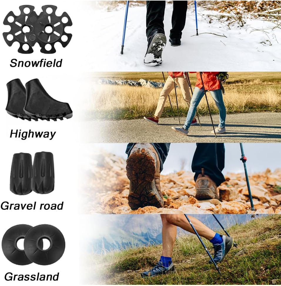 HOVIN Walking Stöcke Damen,Wanderstöcke Faltbar 105-125cm,Trekkingstöcke mit Gummipuffers für Trekki