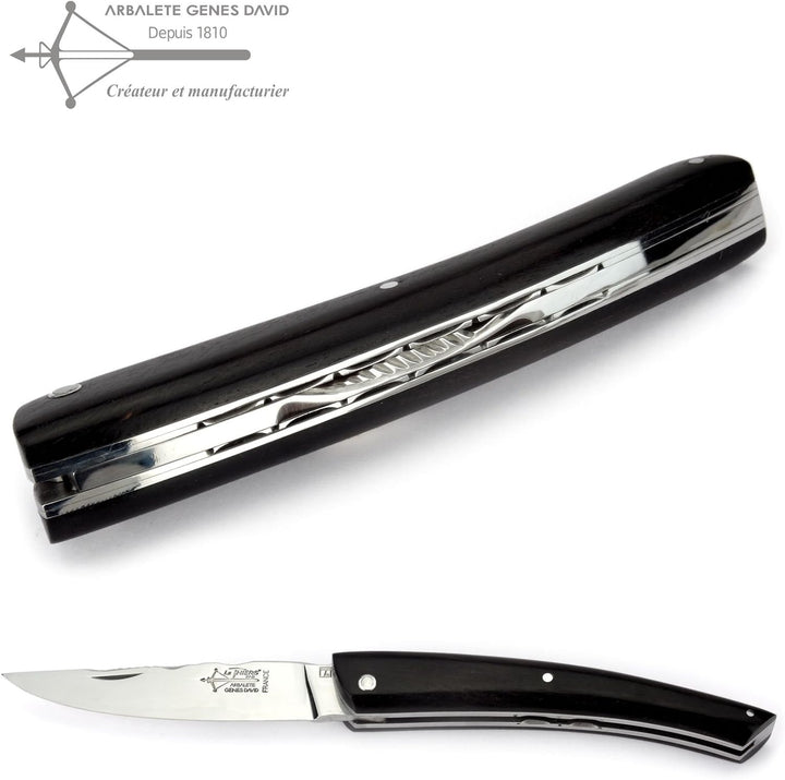 Arbalete G. David - Le Thiers Taschenmesser 12 cm - Doppelplatine - massive Griffschalen Ebenholz -