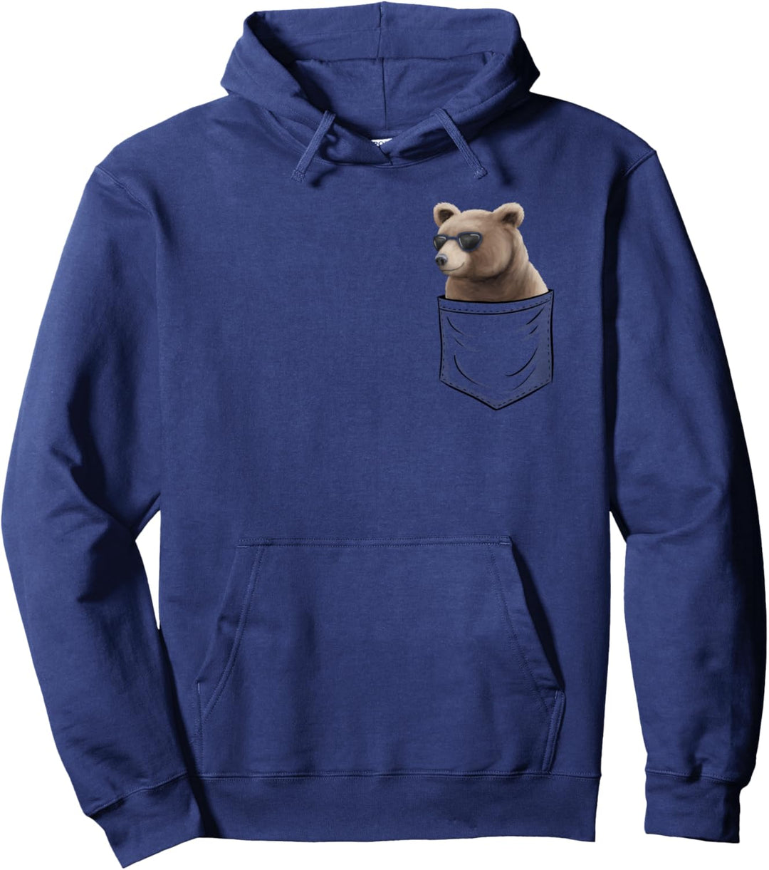 Grizzly mit Sonnenbrille | Bär In Brusttasche | Taschen-Bär Pullover Hoodie