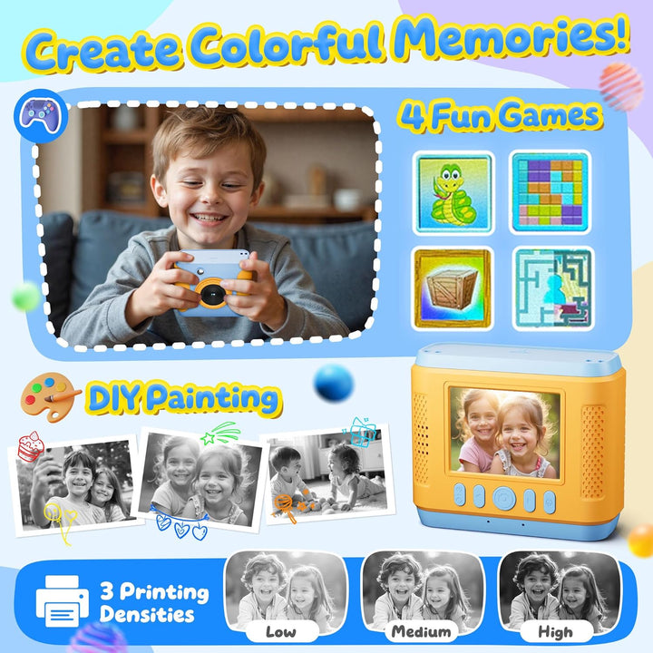 Kinderkamera Sofortbildkamera, 1080P HD Sofortbildkamera Kinder mit 32GB Karte, 2,4 Zoll Digitalkame