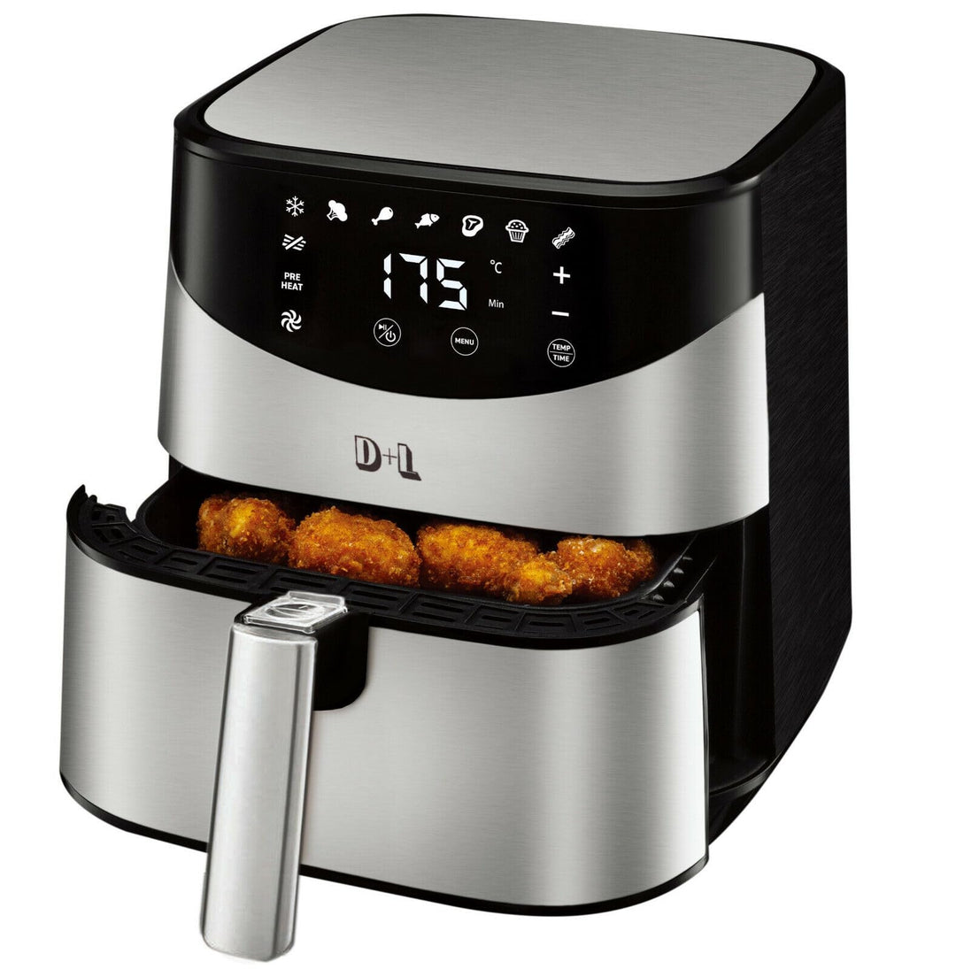 D&L XL Heissluftfritteuse 5L Air Fryer 1700W Heissluft Friteuse Grill Edelstahl 57030 AWZ