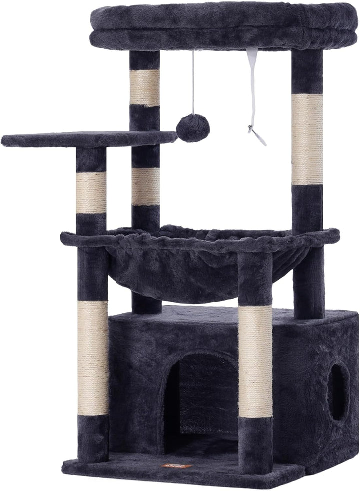 Heybly Kratzbaum, Katzenbaum mit Extra Grossem, Weichem Katzenkorb, Katzenkratzbaum mit Geräumigem K