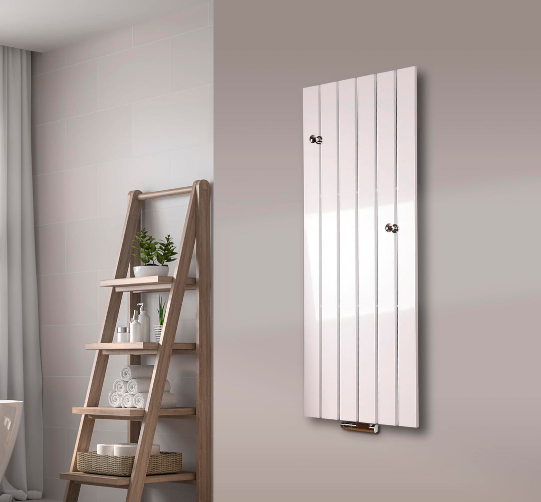 Badheizkörper Design Peking 2 120x47cm 799 Watt weiss (+ 2 Knopfhalter) SZAGATO Handtuchwärmer Handt