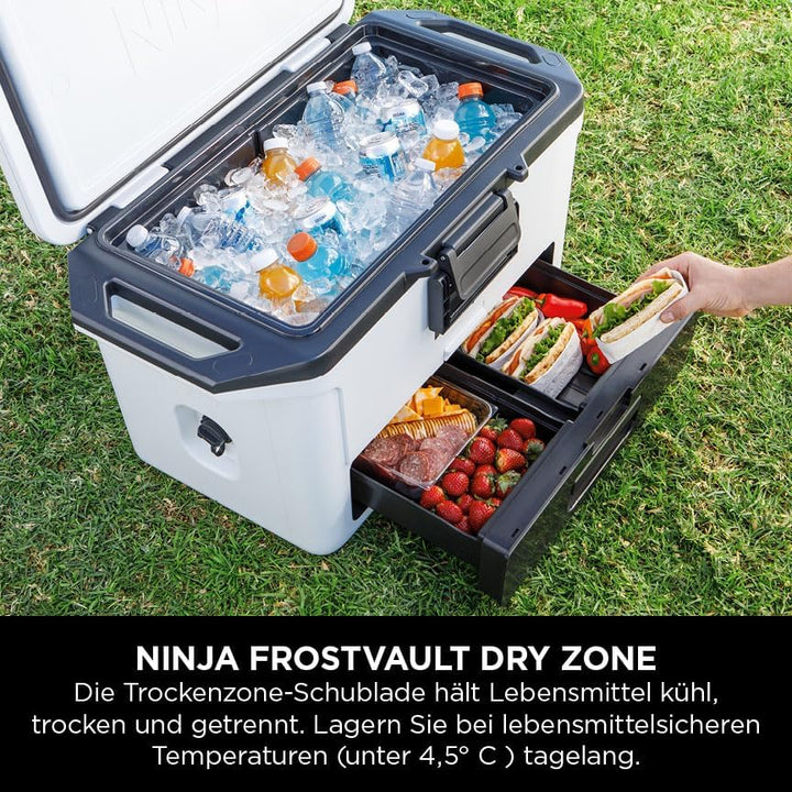 Ninja FrostVault Hard Cooler 47L, Premium isolierte Kühlbox, hält Eis bis zu 6 Tage, integrierte Tro