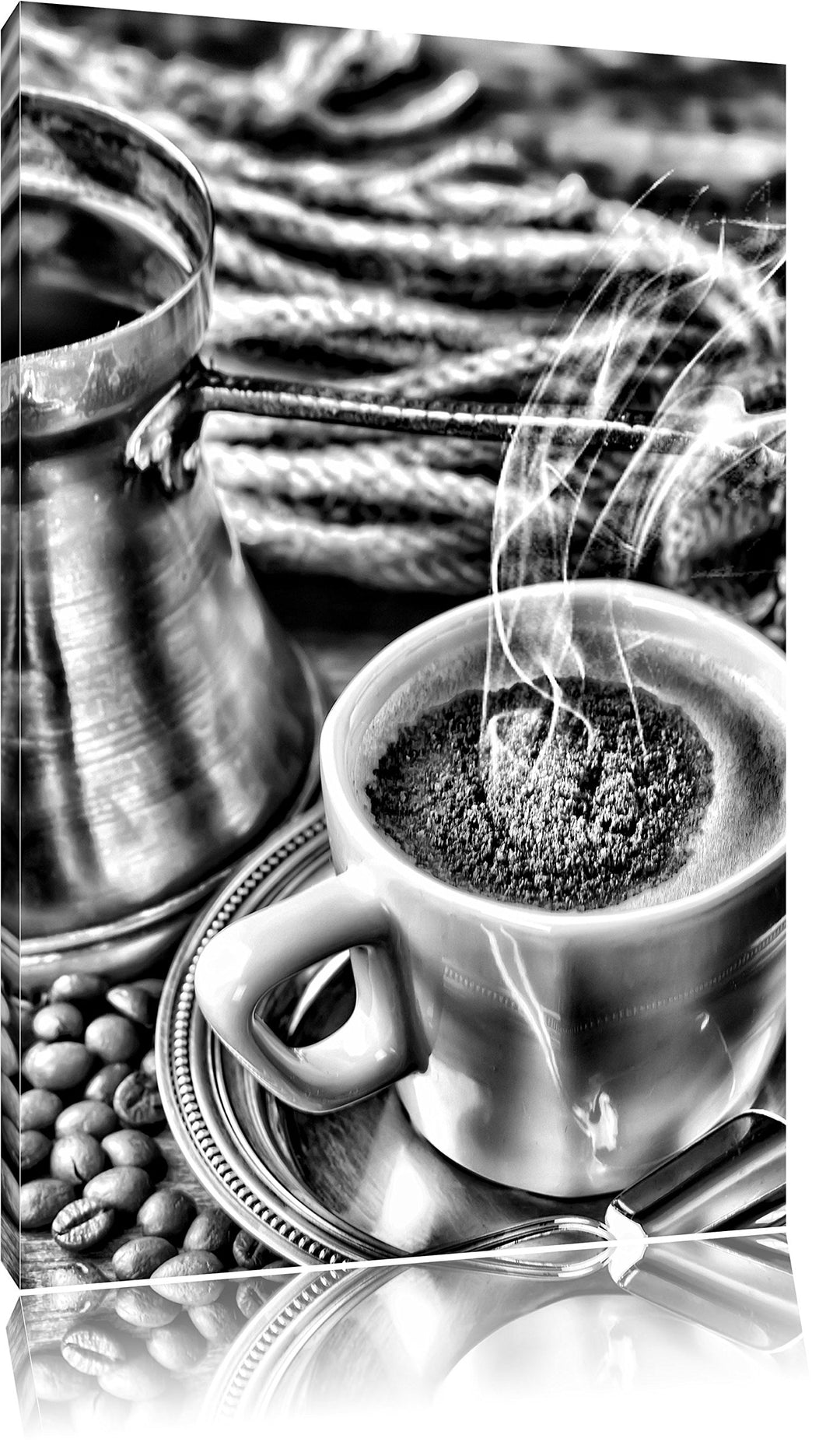 Pixxprint Kaffe Kaffeetasse Kaffee/Format: 100x70cm / Leinwandbild fertig bespannt Wandbild Kunstdru