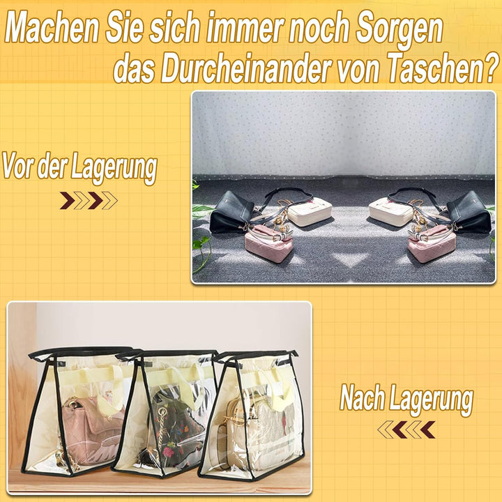 9 Stück Transparente Handtaschen-Aufbewahrungstasche, 3 Grössen Handtaschen Staubschutzbeutel mit Re