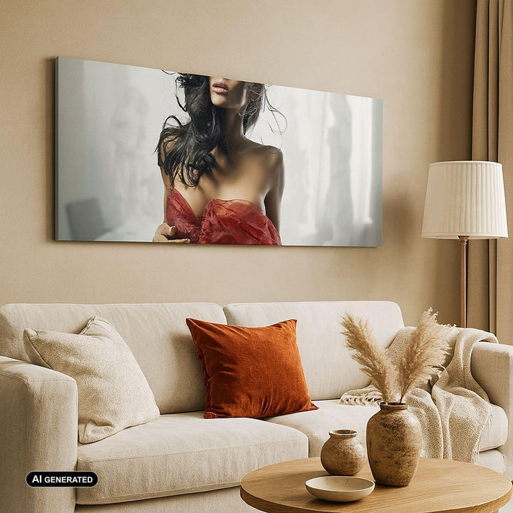 Panorama Bilder auf Leinwand 100x40cm Leinwandbild Schönheit Körper Kleid Eleganz Gross Wanddeko Bil