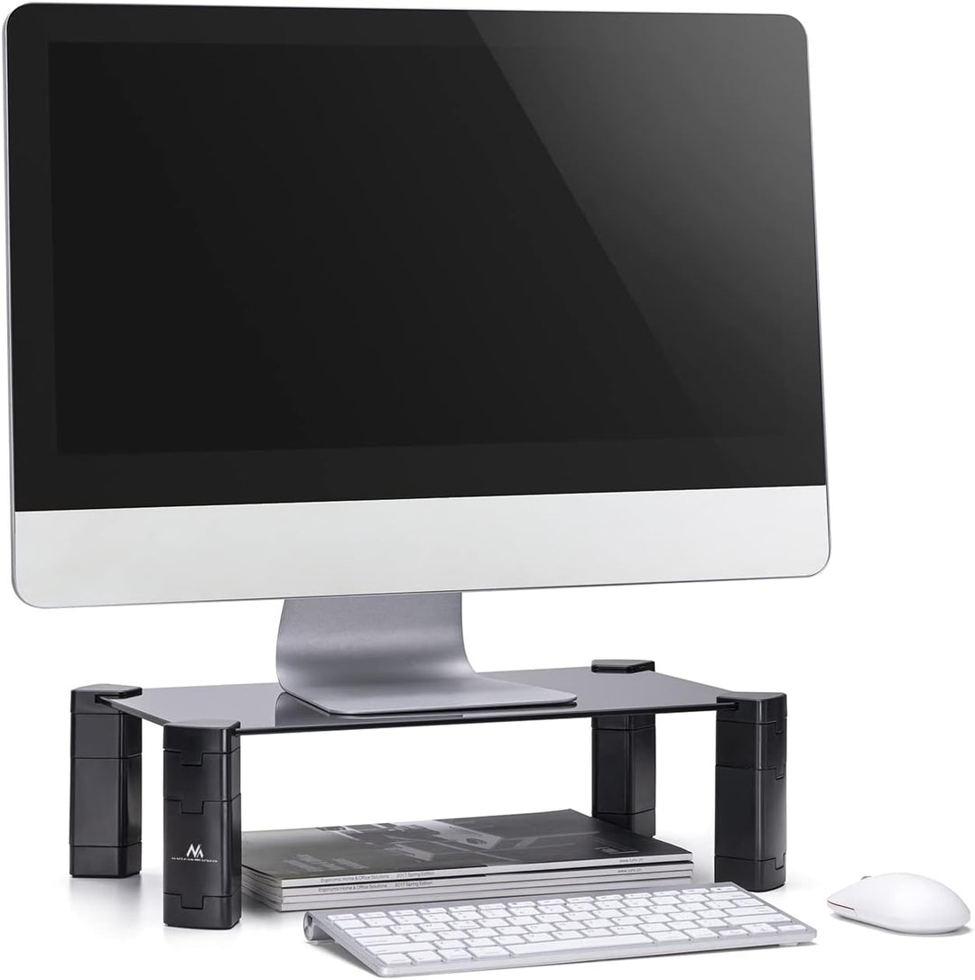 Maclean MC-934 Monitorständer Höhenverstellbarer Bildschirmständer Laptopständer Gehärtetes Glas Mon