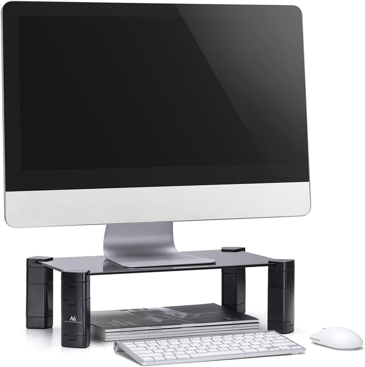 Maclean MC-934 Monitorständer Höhenverstellbarer Bildschirmständer Laptopständer Gehärtetes Glas Mon