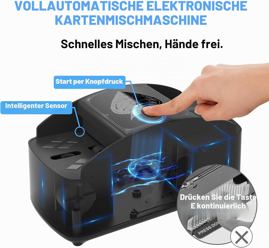 Ni-SHEN Vollautomatischer Kartenmischer, USB/batteriebetriebener elektrischer Mischpult, geräuscharm
