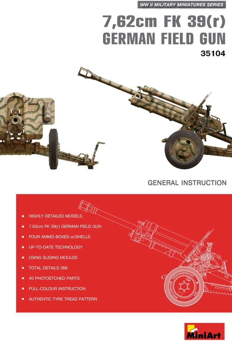 MiniArt 35104 - Modellbausatz F.K.39 German Field Gun, 762 cm