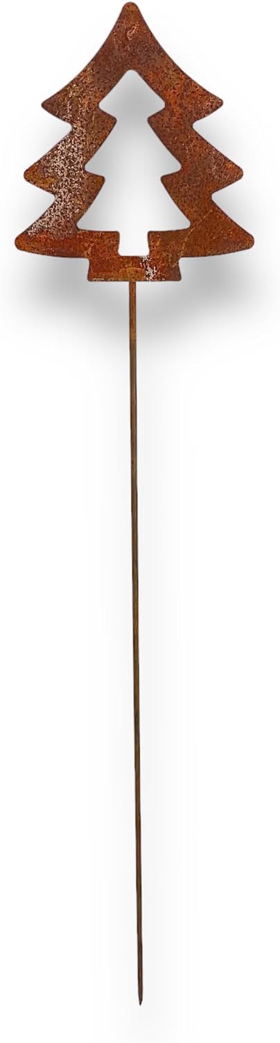 Crispe home & garden Gartenstecker Tannenbaum Set – 3er Set Metall-Tannenbäume in Rostoptik – Weihna