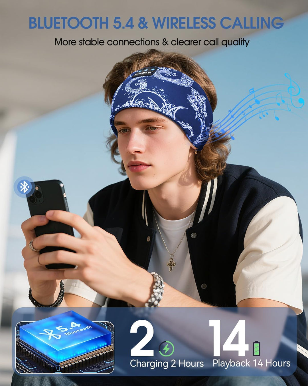 MUSICOZY Schlafkopfhörer Bluetooth 5.4, Bequem &amp; Ultraleicht Stirnband kopfhörer zum Schlafen mit Hi