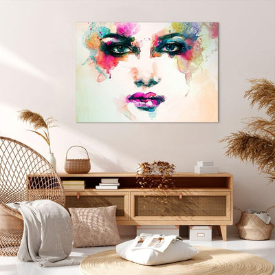 ARTTOR Bilder auf Leinwand 100x70cm Leinwandbild Frau Gesicht Kosmetik Gross Wanddeko Bild Schlafzim