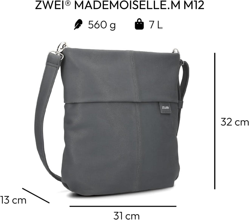 Zwei Damen Mademoiselle M12 Handbag Velours-ash, Velours-ash