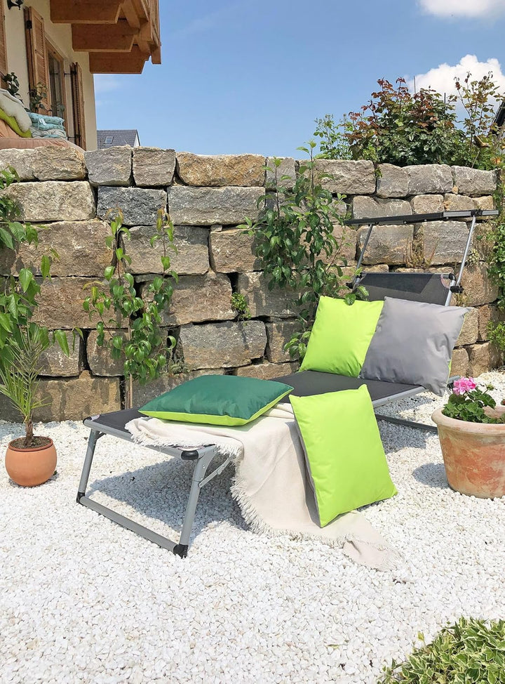 JACK 4X 2-farbiges Wende Outdoor Lounge Kissen 45x45cm Dekokissen inkl. Füllung Wasserfest Sitzkisse