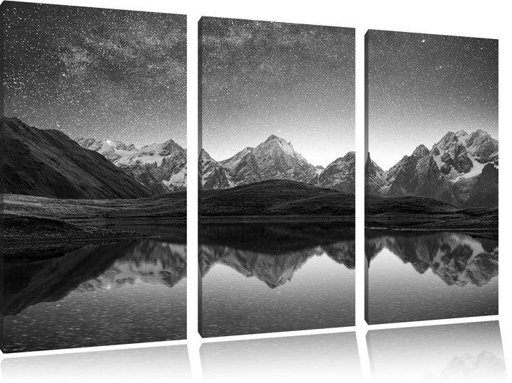 Pixxprint Sternenhimmel über dem Gebirge als Leinwandbild/Grösse: 3Teilig / Wandbild/Kunstdruck/fert