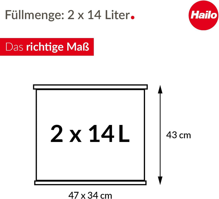 Hailo Eco duo L - Mülltrenner 2 x 14 Liter - 28 Liter - Soft Close Deckel - 2-in-1 Treteimer mit 2 K